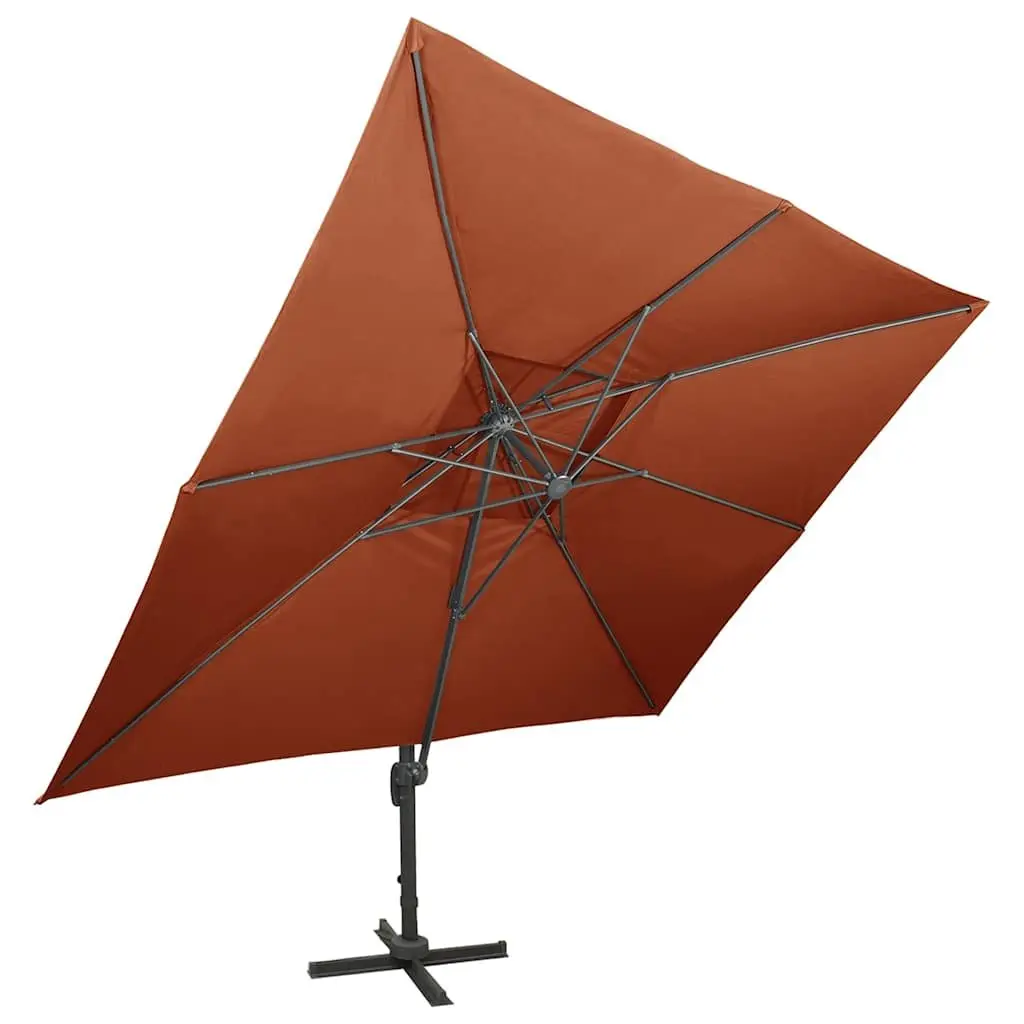 Garden Parasol Outdoor UV Protection Double Top Brown 400x300cm with 360 Degree Rotation and Tilt Function