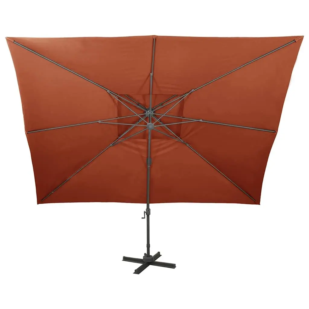 Garden Parasol Outdoor UV Protection Double Top Brown 400x300cm with 360 Degree Rotation and Tilt Function