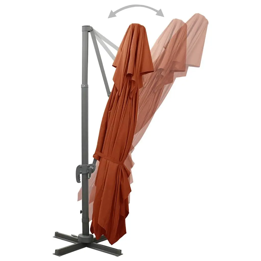 Garden Parasol Outdoor UV Protection Double Top Brown 400x300cm with 360 Degree Rotation and Tilt Function