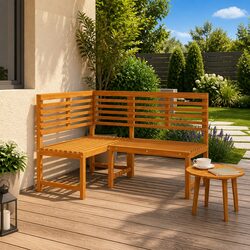 Specifications of 140 cm Wooden Garden Corner Bench