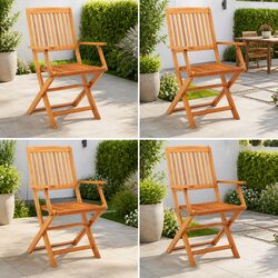 Folding Garden Chairs Set of 4 - Eucalyptus Wood Specs