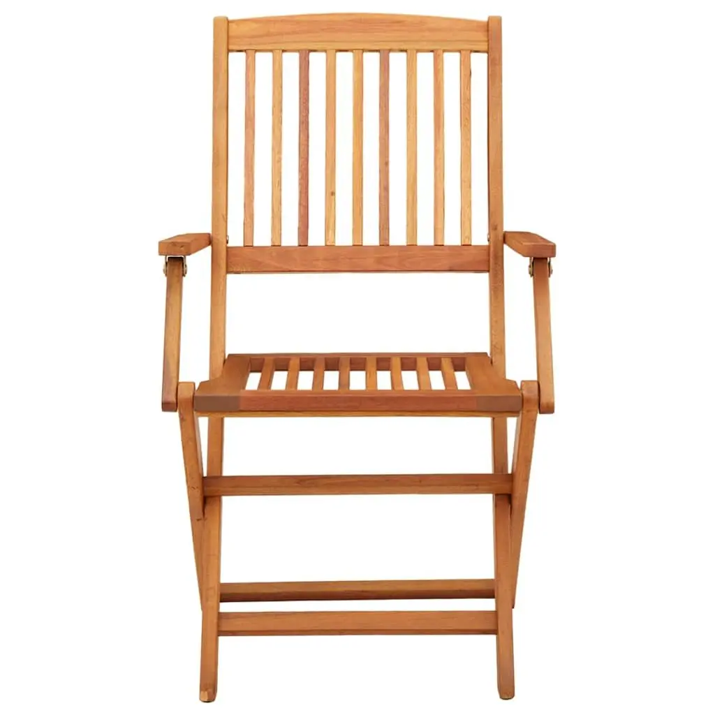 Folding Garden Chairs Set 4 pcs Outdoor Seating Brown Eucalyptus Wood Dining