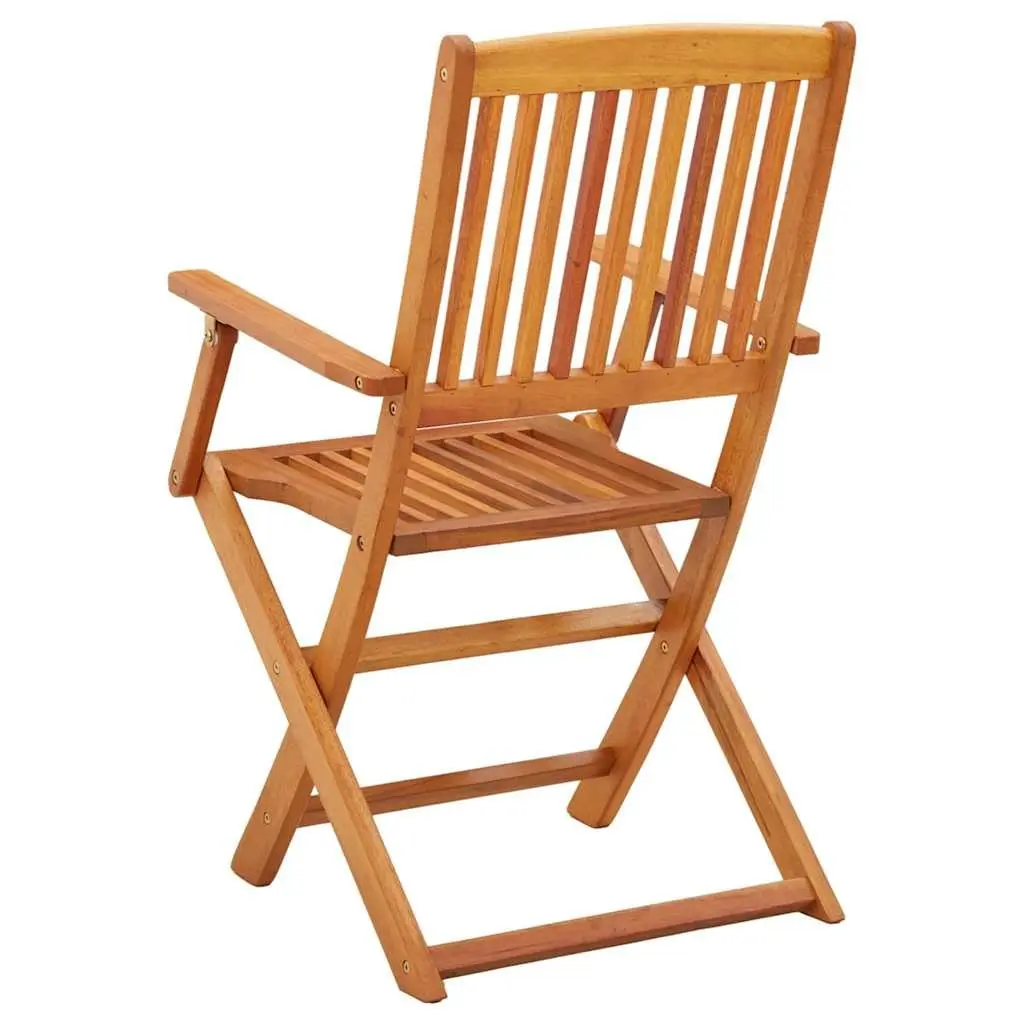 Folding Garden Chairs Set 4 pcs Outdoor Seating Brown Eucalyptus Wood Dining