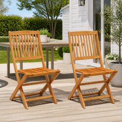 Eucalyptus Wood Folding Garden Chairs - Set of 2