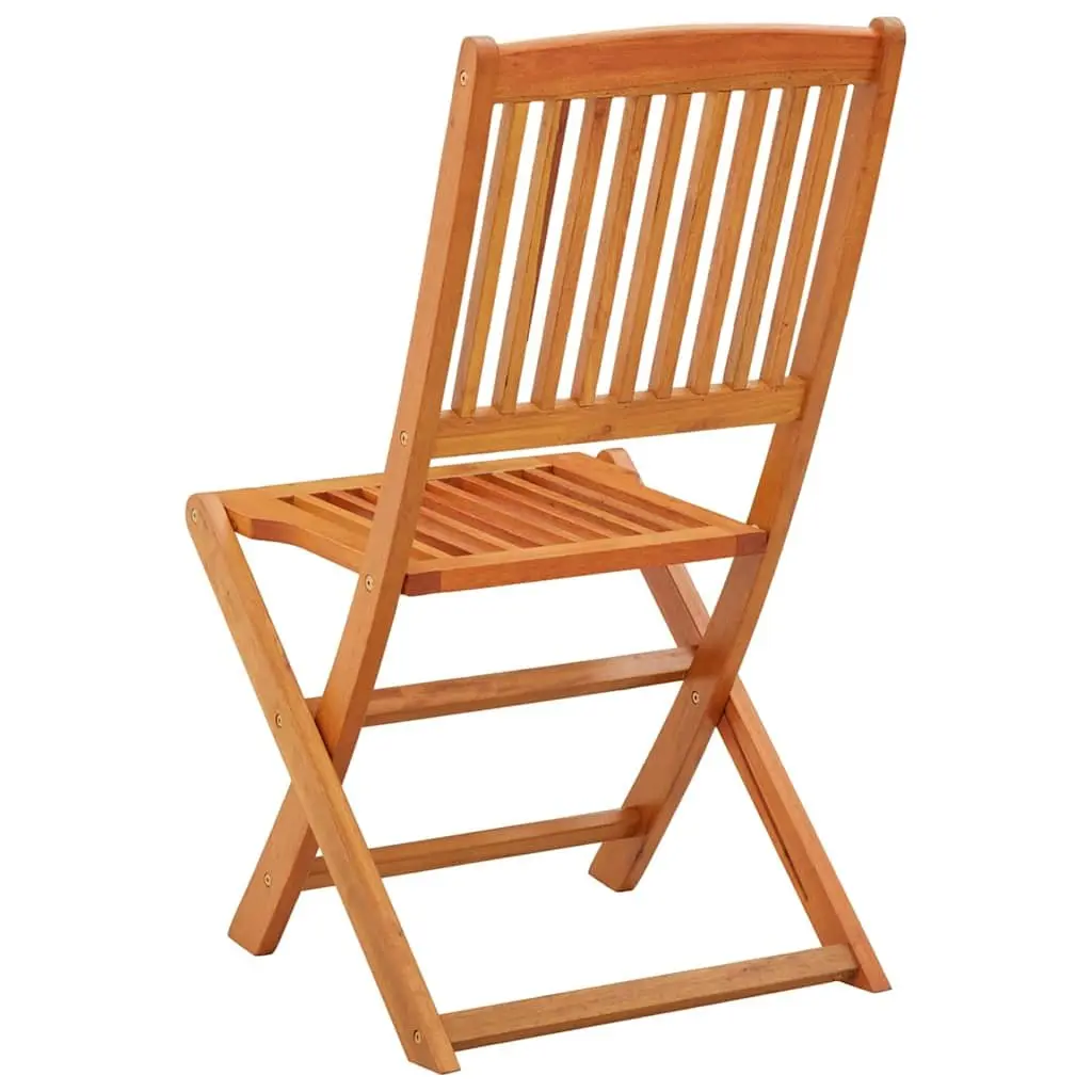 Folding Dining Chairs Set for Garden Patio 4 Piece Brown Eucalyptus Wood