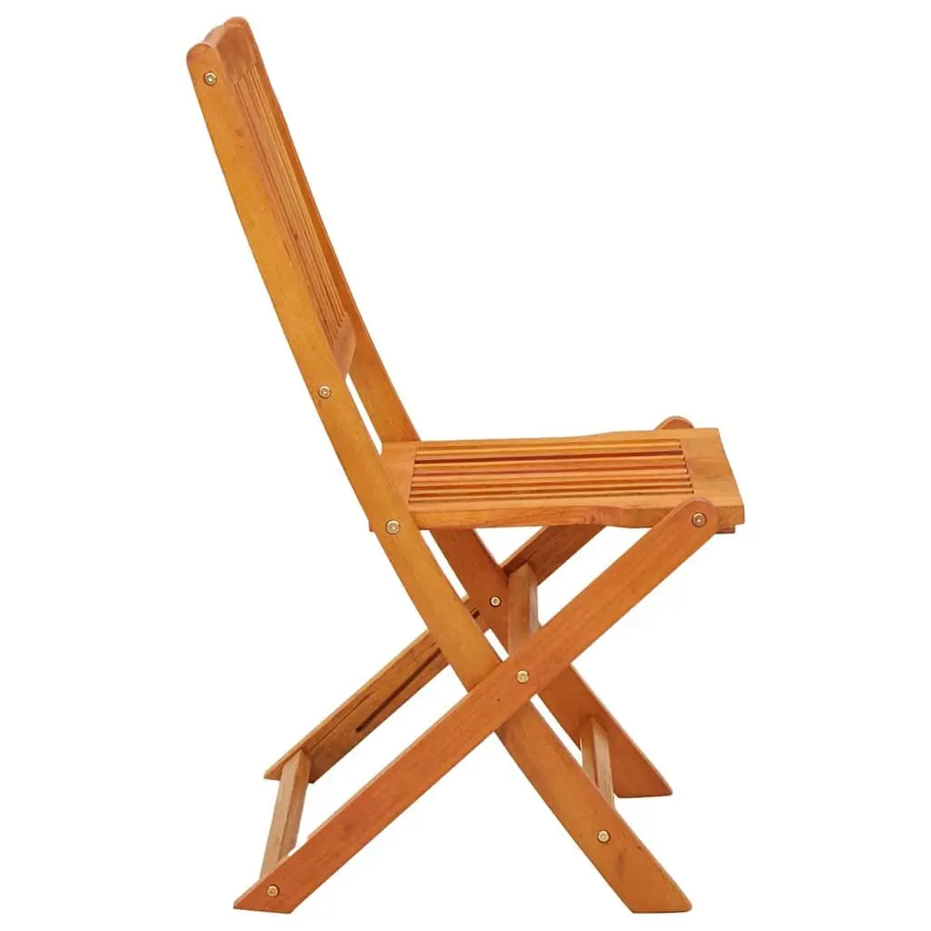 Folding Dining Chairs Set for Garden Patio 4 Piece Brown Eucalyptus Wood