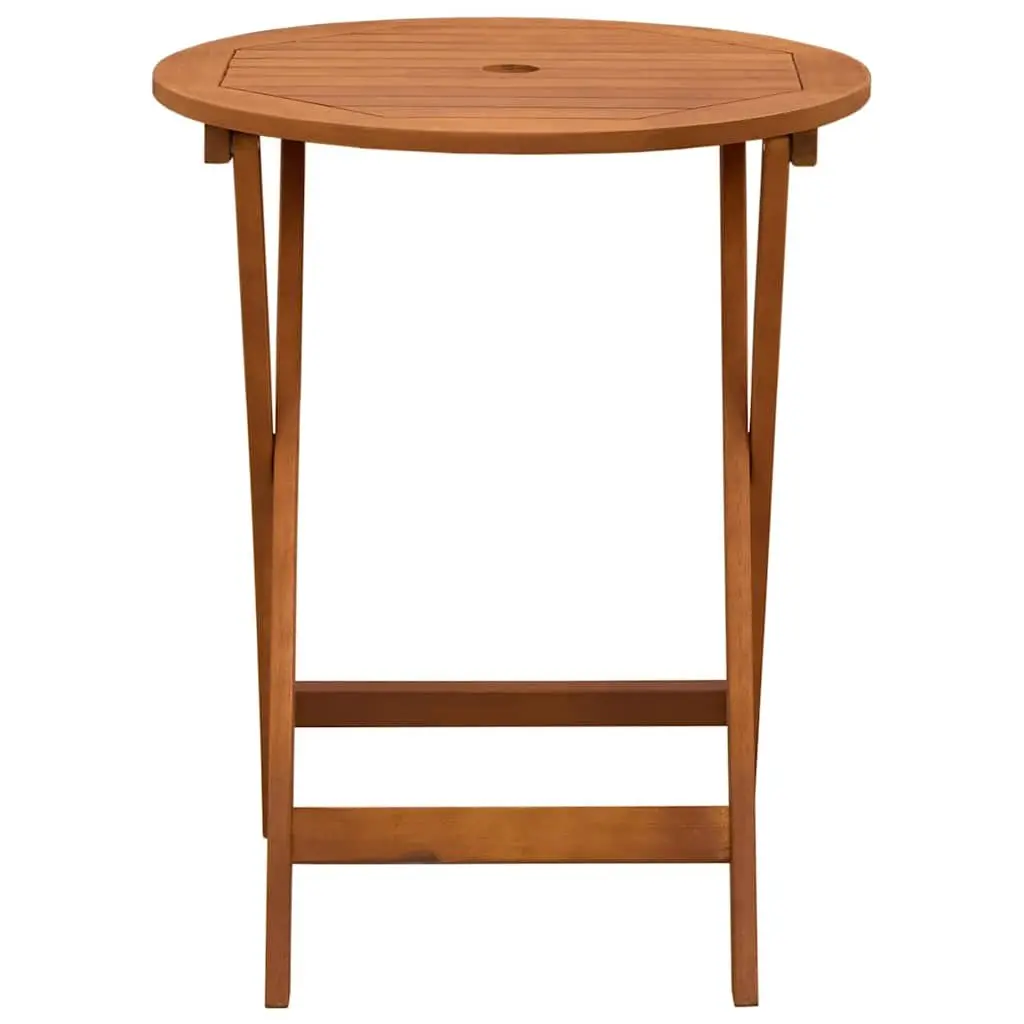 Folding Outdoor Dining Table Round Ø60x75cm Brown Solid Wood Garden Furniture