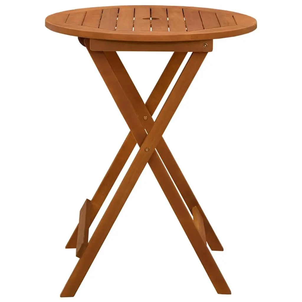 Folding Outdoor Dining Table Round Ø60x75cm Brown Solid Wood Garden Furniture