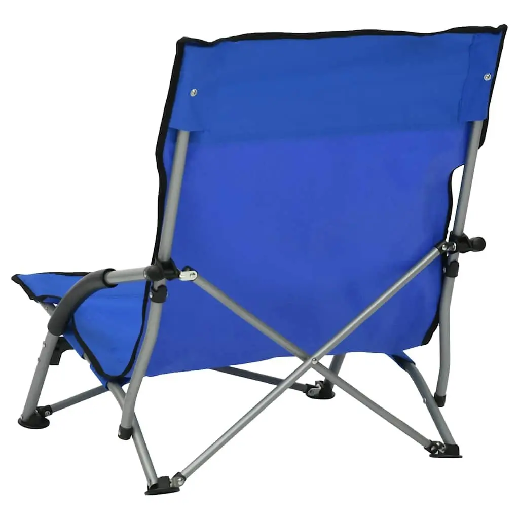 Folding Beach Chairs Outdoor Use Blue Fabric 2 Piece