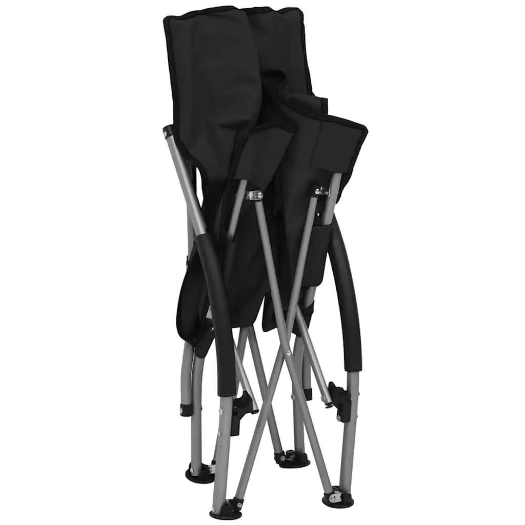 Folding Beach Chairs Set of 2 for Outdoor Use Black Portable Lightweight Camping Garden Seating