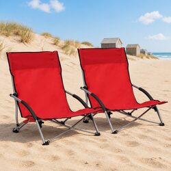 Folding Beach Chairs - 2 Piece Set with Steel Frame