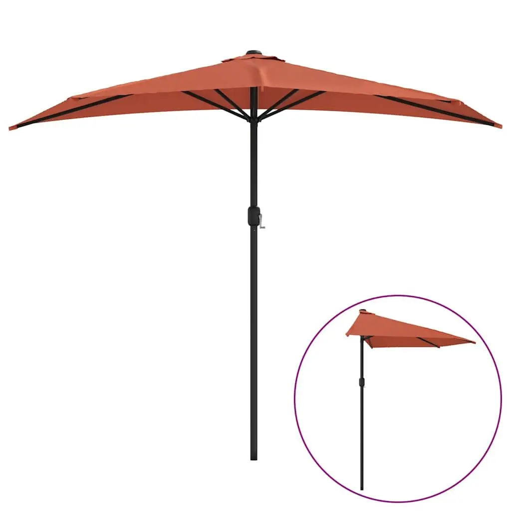 Half Round Balcony Parasol Outdoor Shade 270x144x222 cm UV Protection Crank