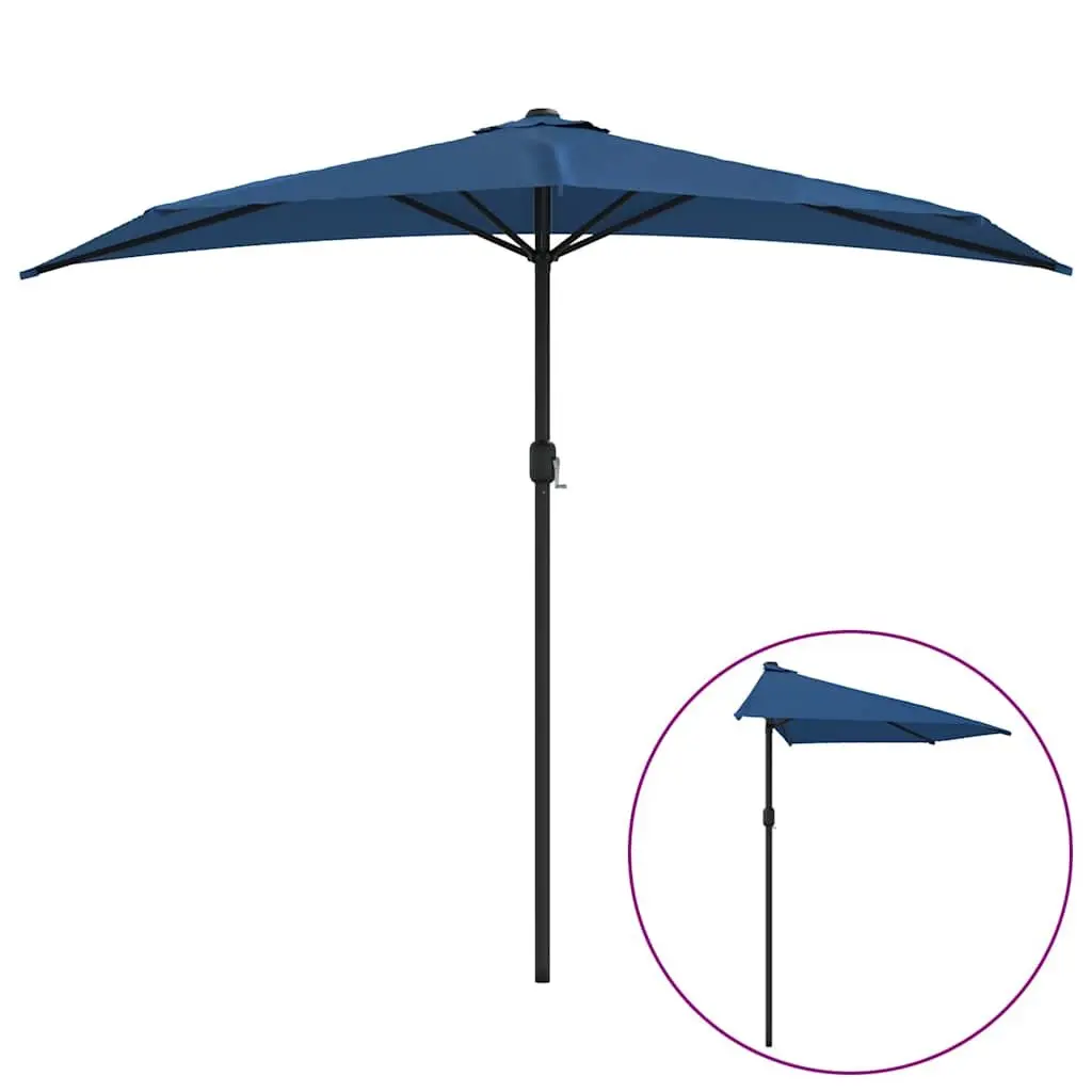 Blue Half Round Balcony Parasol Umbrella