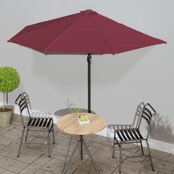 300L x 155W x 223H cm Half-Round Red Balcony Parasol