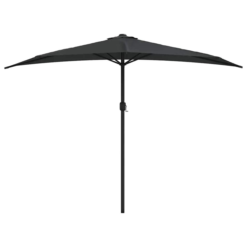 Half Round Balcony Parasol Outdoor Shade Umbrella 300L x 155W x 223H cm Black