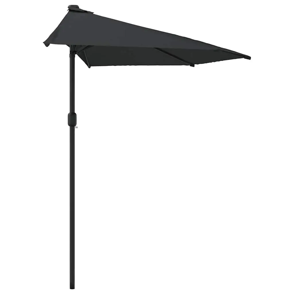 Half Round Balcony Parasol Outdoor Shade Umbrella 300L x 155W x 223H cm Black