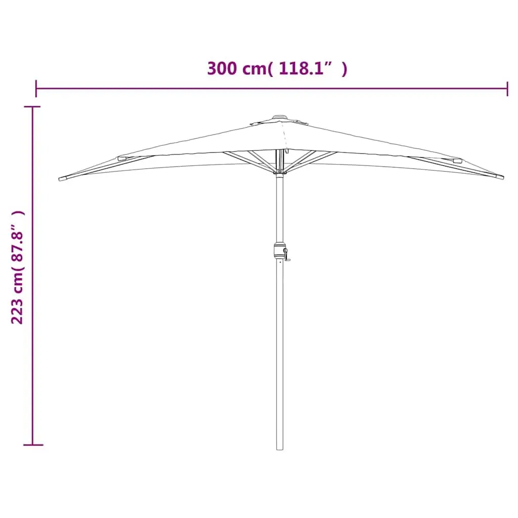 Half Round Balcony Parasol Outdoor Sun Shade UV Protection Crank Opening Blue