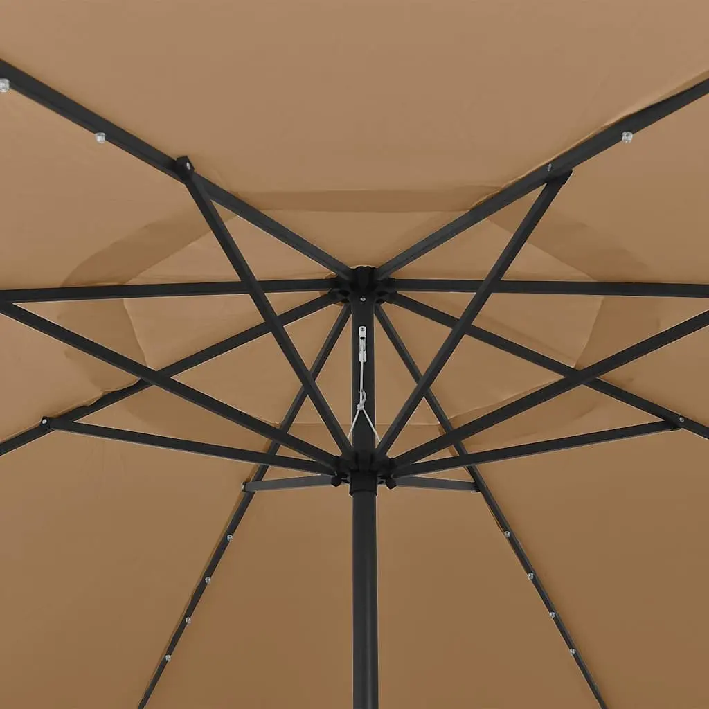 Garden Parasol 400cm Outdoor Use with LED Lights Taupe