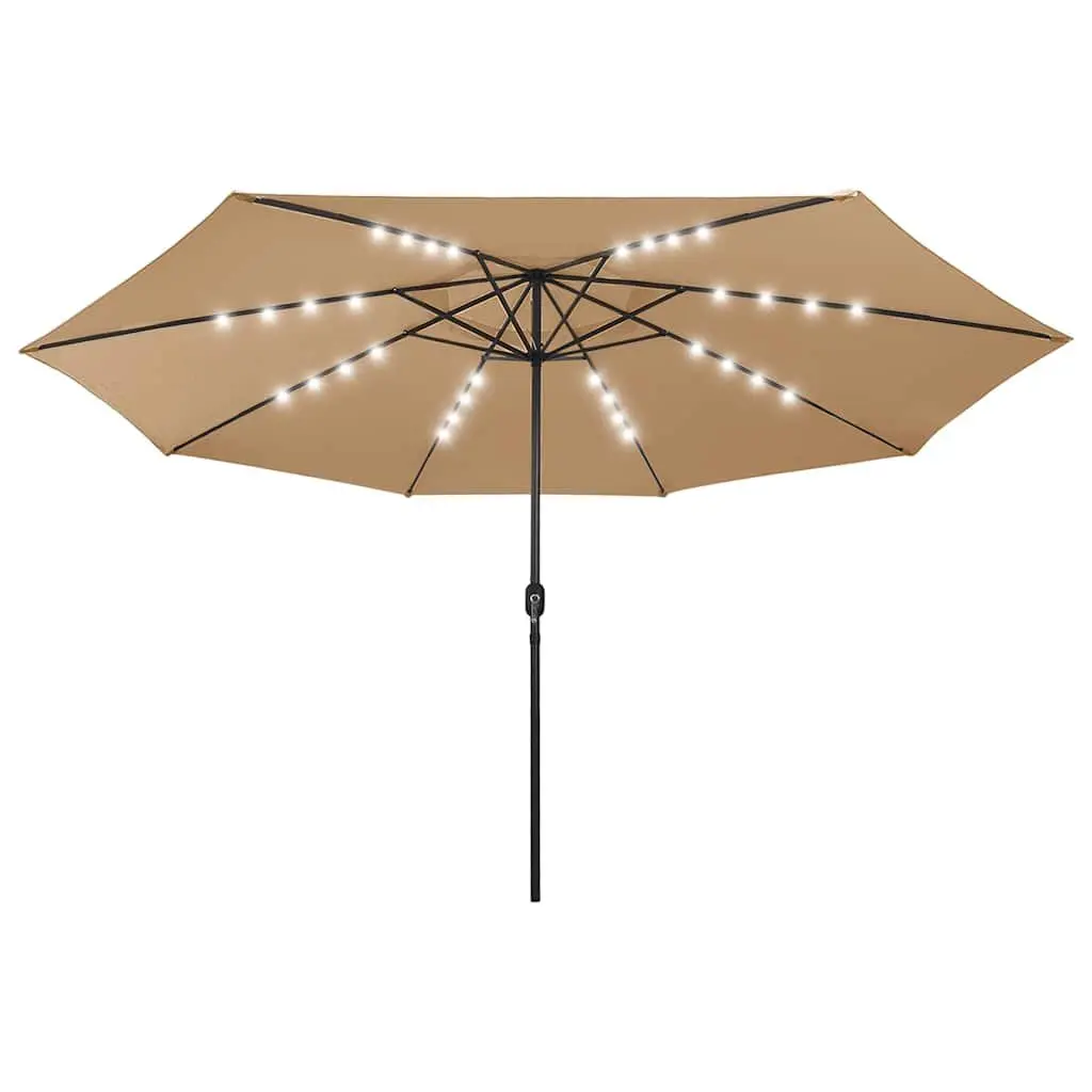 Garden Parasol 400cm Outdoor Use with LED Lights Taupe