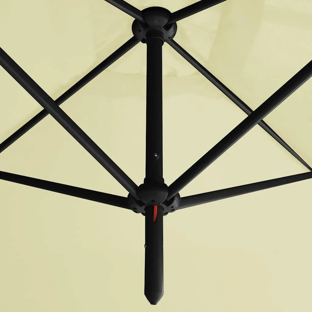 Double Garden Parasol Outdoor Sunshade Patio Umbrella Steel Pole Base 600x300cm