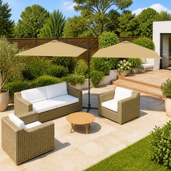 Double Garden Parasol - 600x300cm with Steel Components