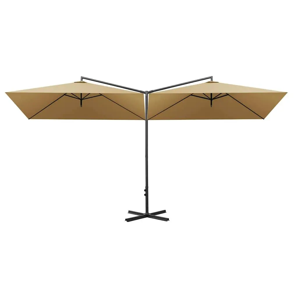 Double Garden Parasol Outdoor Use Taupe 600x300cm