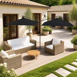 Specifications of Double Garden Parasol Outdoor Umbrella - Black 600x300cm