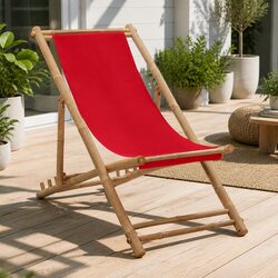 Specifications of Red Outdoor Deck Chair with Bamboo Frame