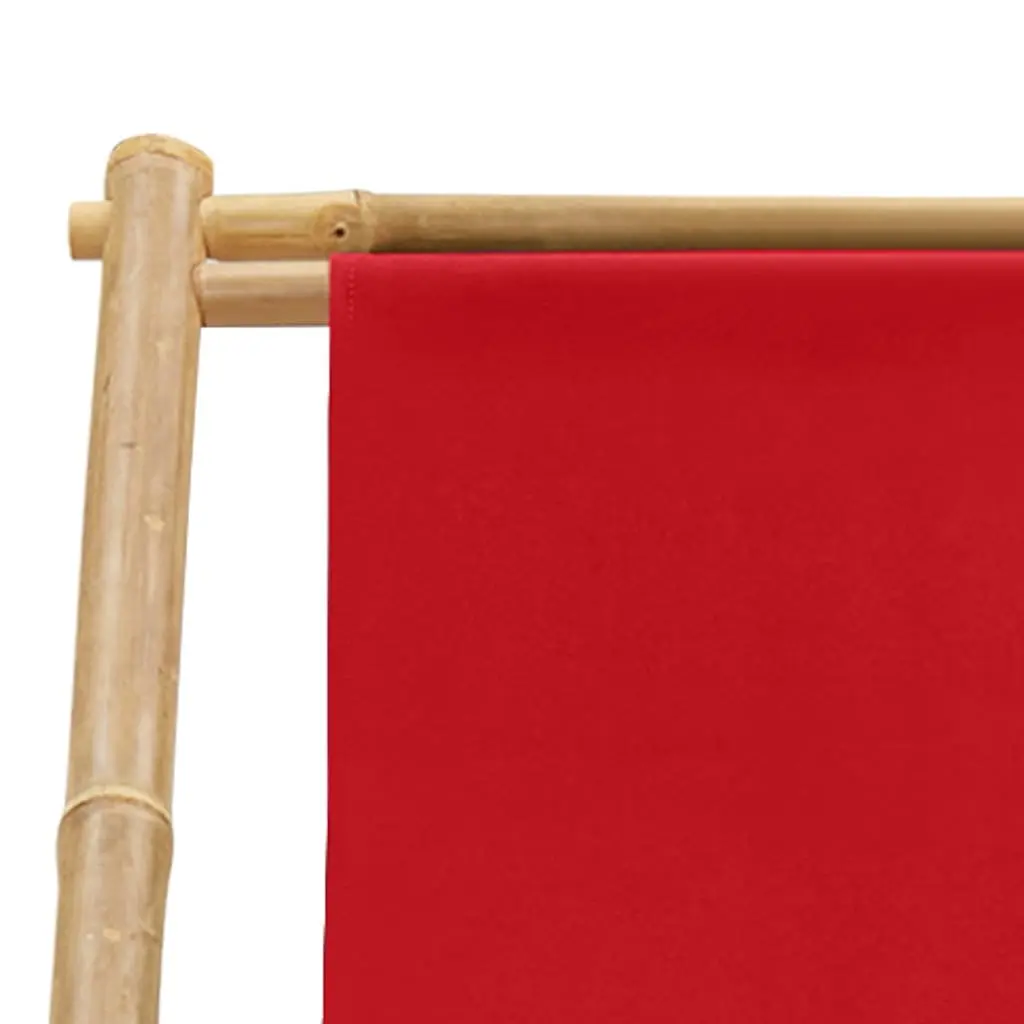 Deck Chair for Garden Beach Camping Red Bamboo Canvas 4-Position