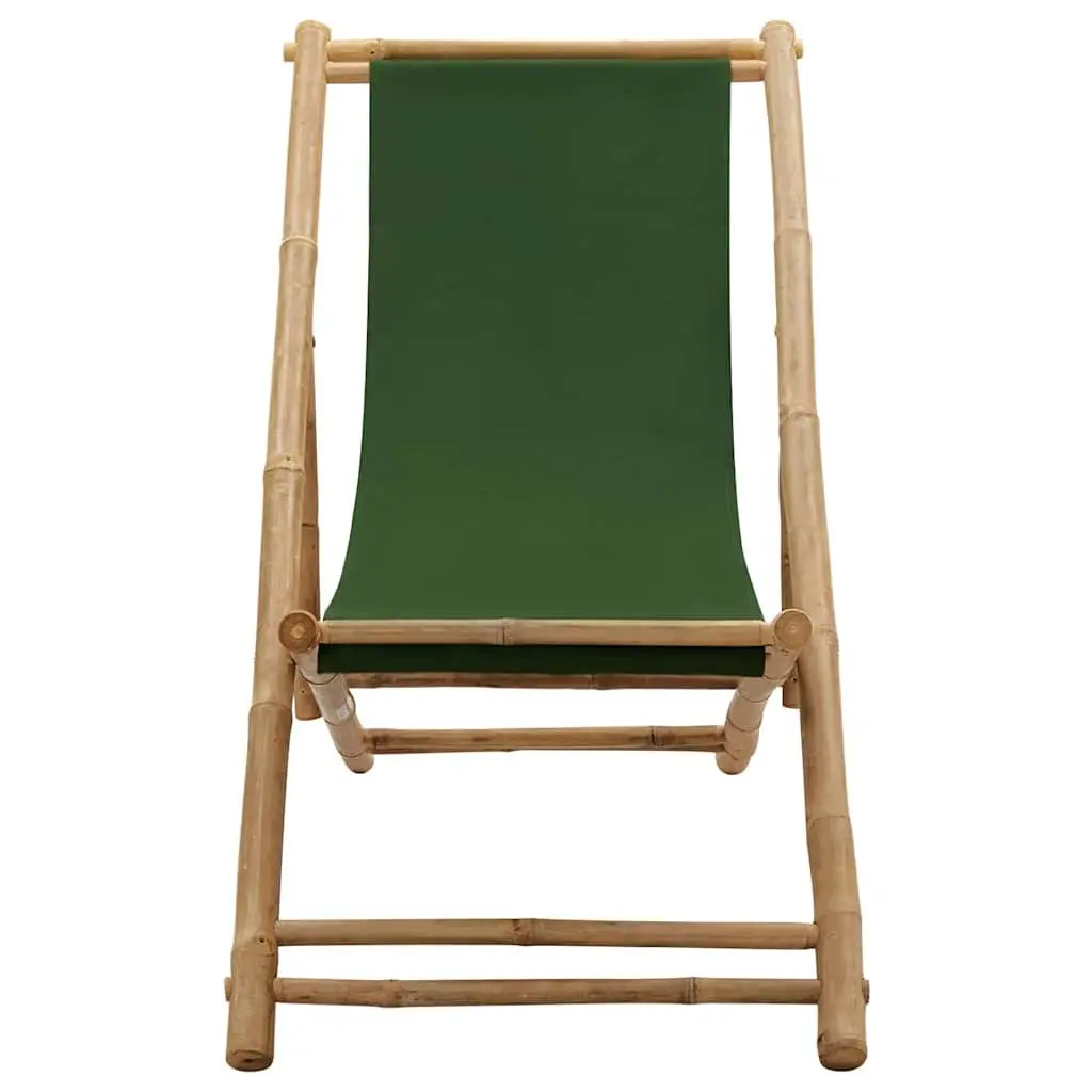 Bamboo Canvas Green Deck Chair, Adjustable