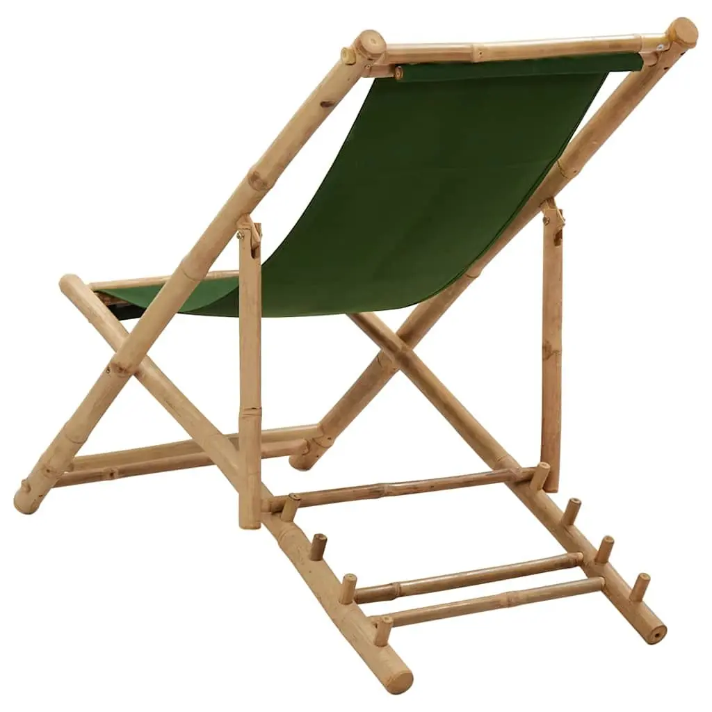 Bamboo Canvas Green Deck Chair, Adjustable