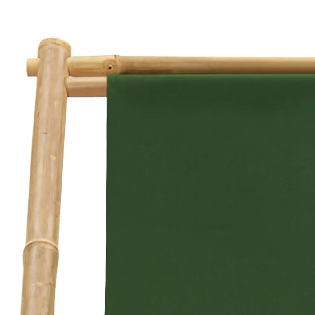 Bamboo Canvas Green Deck Chair, Adjustable