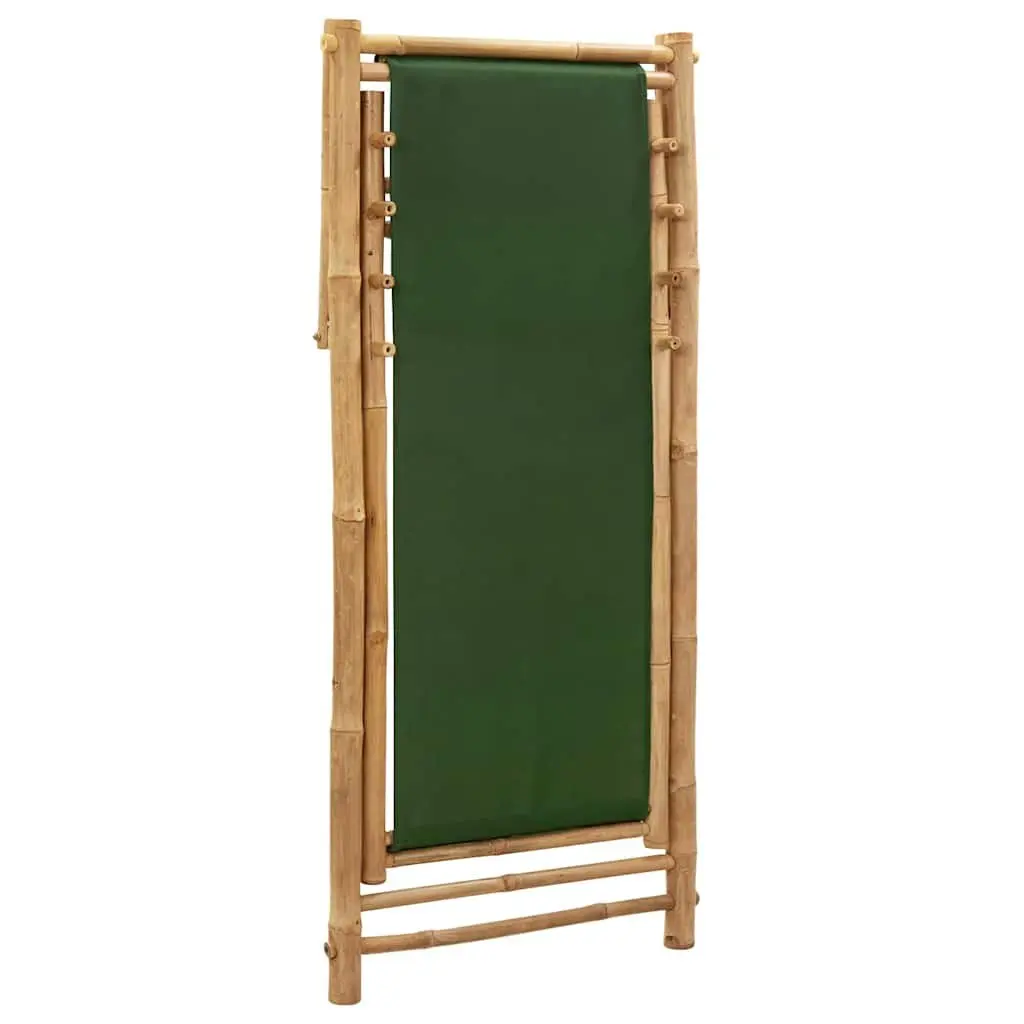 Bamboo Canvas Green Deck Chair, Adjustable