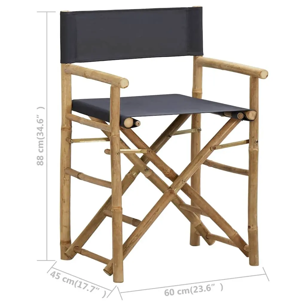 2 Grey Folding Director's Chairs