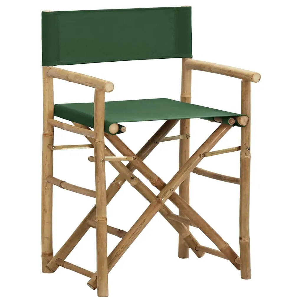 Folding Director's Chairs 2 pcs Green Bamboo Outdoor Garden Patio Seating