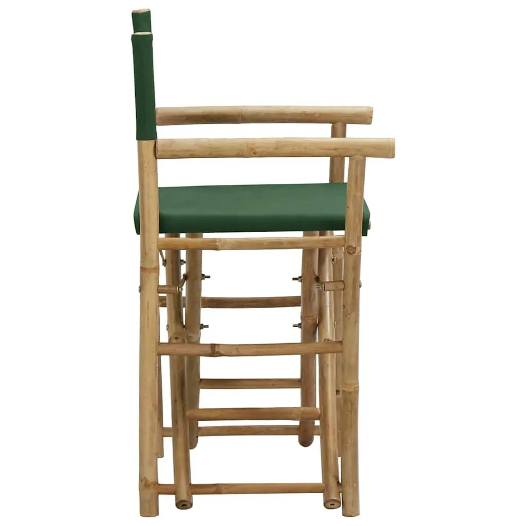 Folding Director's Chairs 2 pcs Green Bamboo Outdoor Garden Patio Seating