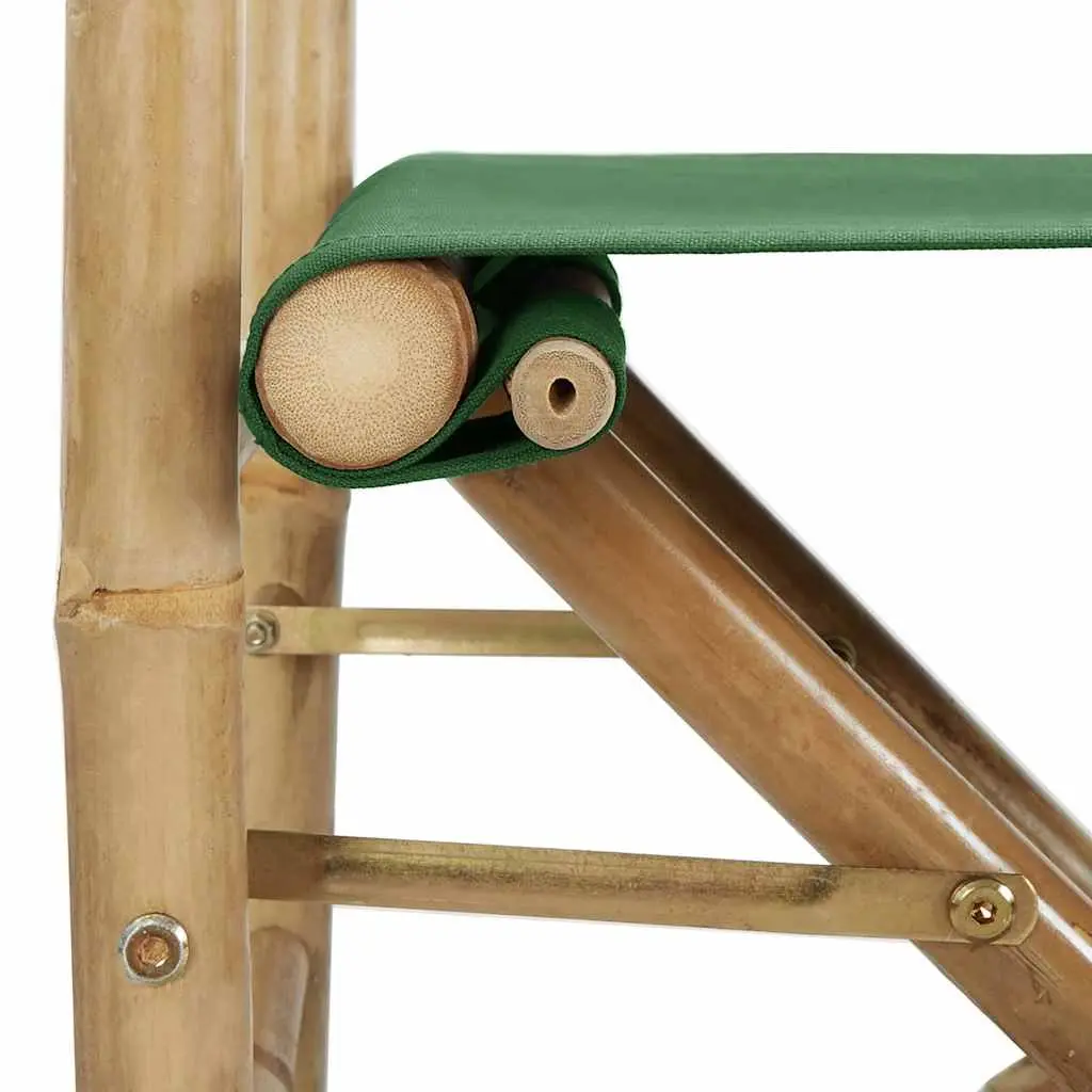 Folding Director's Chairs 2 pcs Green Bamboo Outdoor Garden Patio Seating