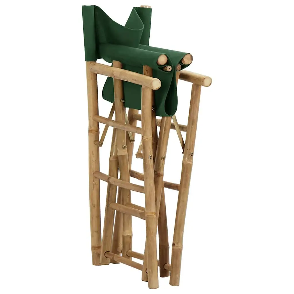 Folding Director's Chairs 2 pcs Green Bamboo Outdoor Garden Patio Seating