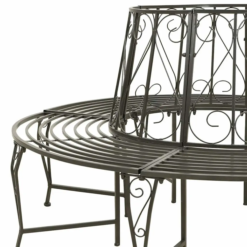 Outdoor Tree Bench Half Round 160cm Grey Steel Garden Circular Seating Enclosure