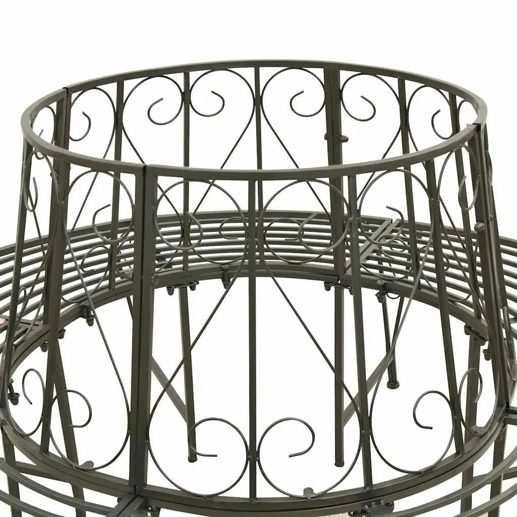 Outdoor Tree Bench Half Round 160cm Grey Steel Garden Circular Seating Enclosure