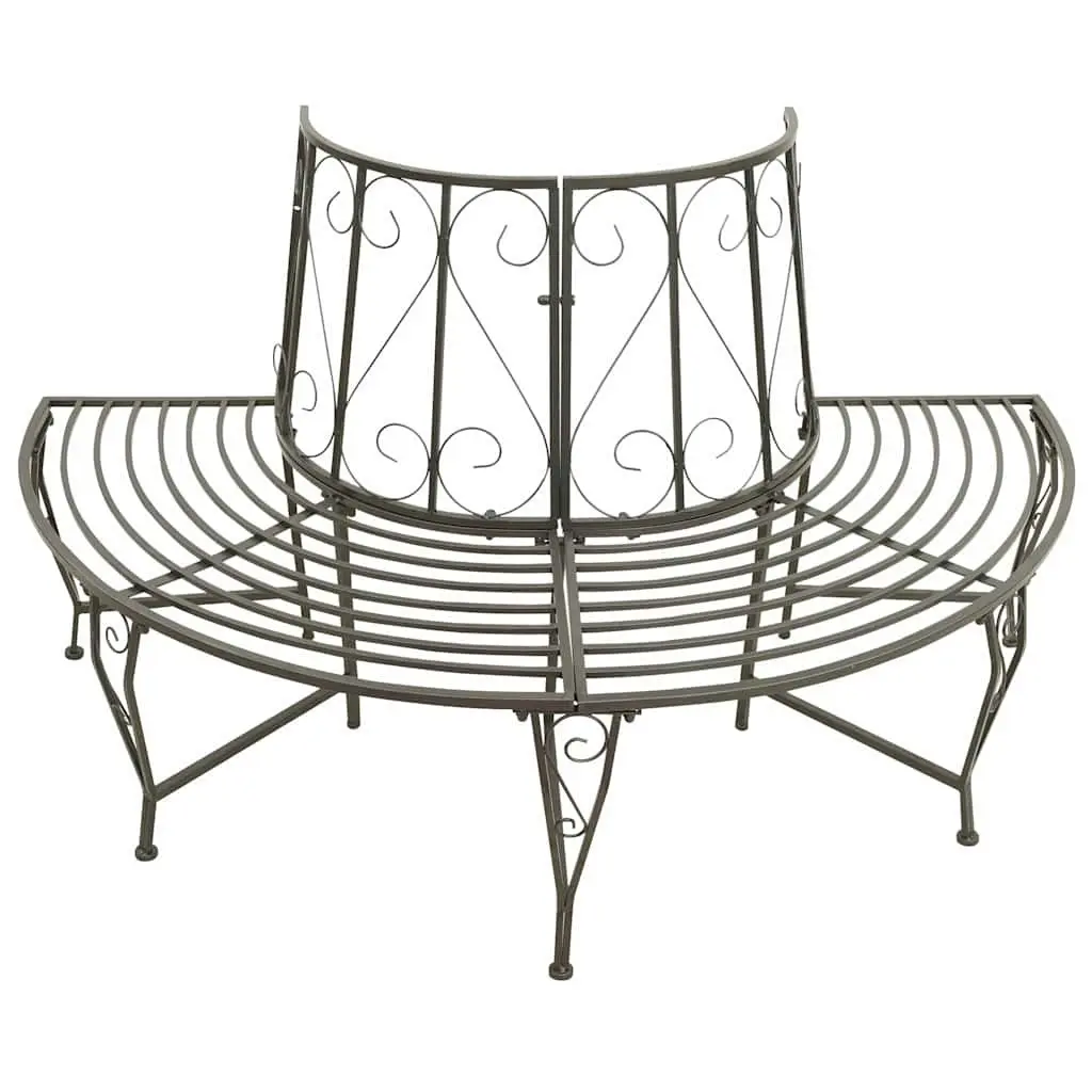 Half Round Tree Bench Outdoor Seating 160cm Grey Steel