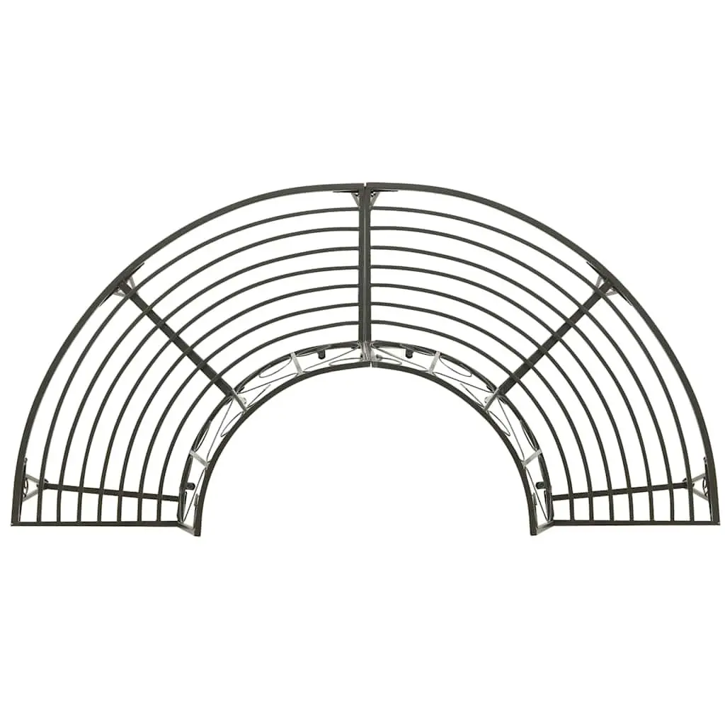 Half Round Tree Bench Outdoor Seating 160cm Grey Steel