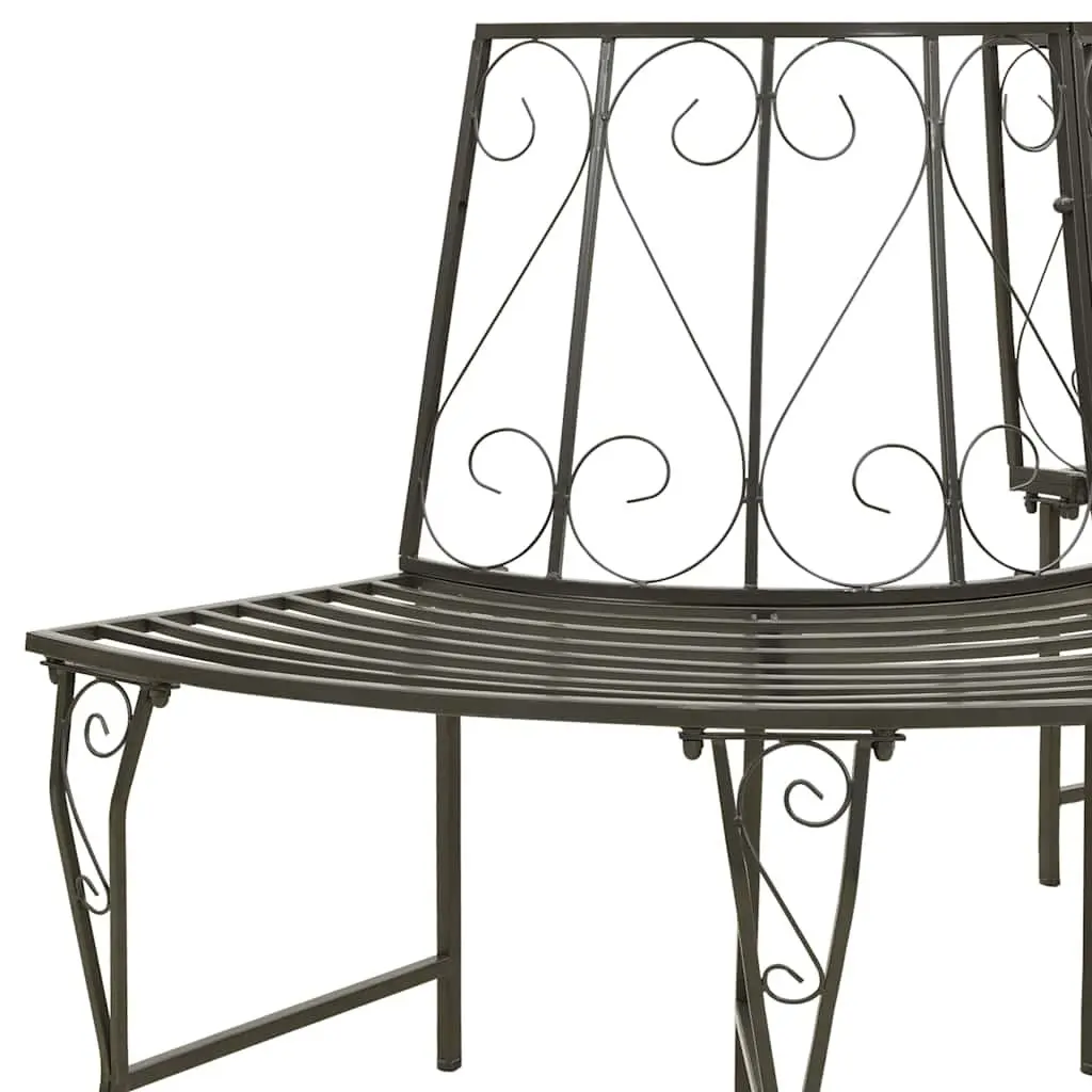Half Round Tree Bench Outdoor Seating 160cm Grey Steel
