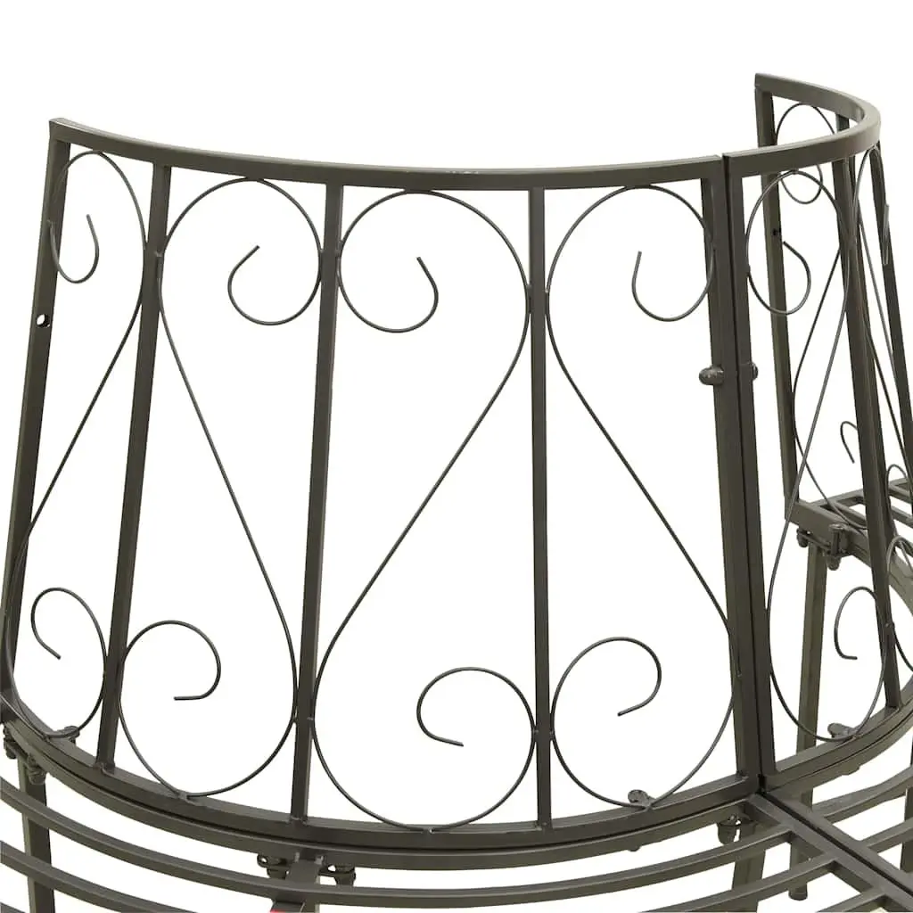 Half Round Tree Bench Outdoor Seating 160cm Grey Steel