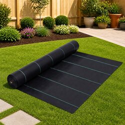 Black Weed Control Mat Specifications: 1x50m, Polypropylene