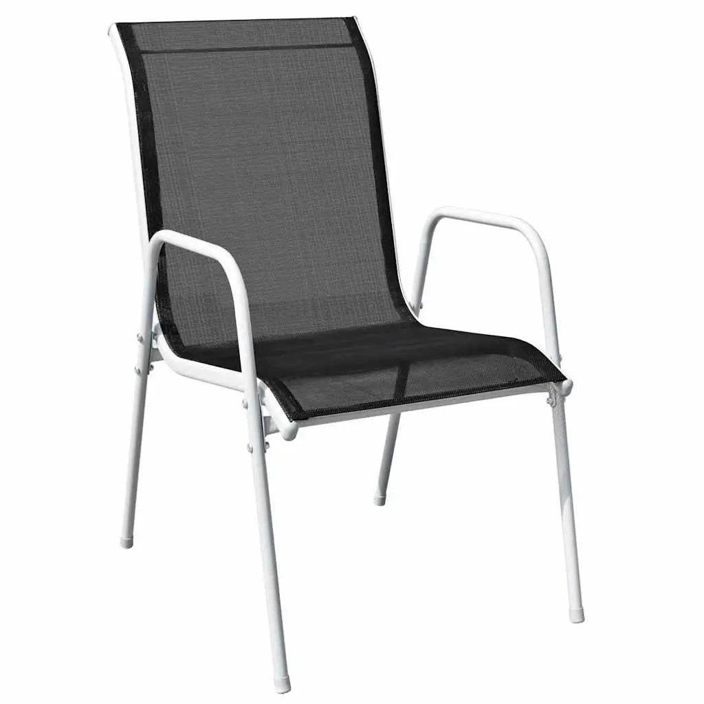 4 Stackable Black Steel Outdoor Chairs