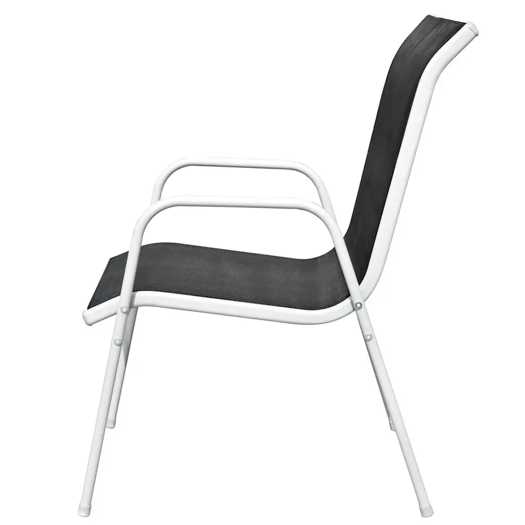 4 Stackable Black Steel Outdoor Chairs