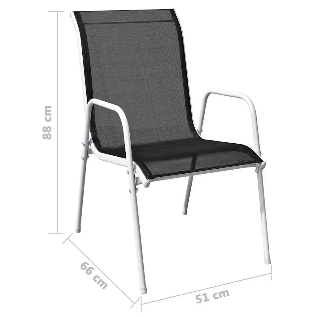 4 Stackable Black Steel Outdoor Chairs