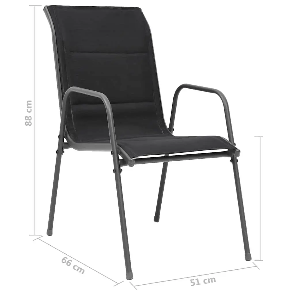 Stackable Outdoor Chairs for Garden Patio Seating Set 4 Piece Black