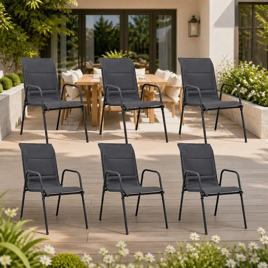 6 Stackable Outdoor Dining Chairs